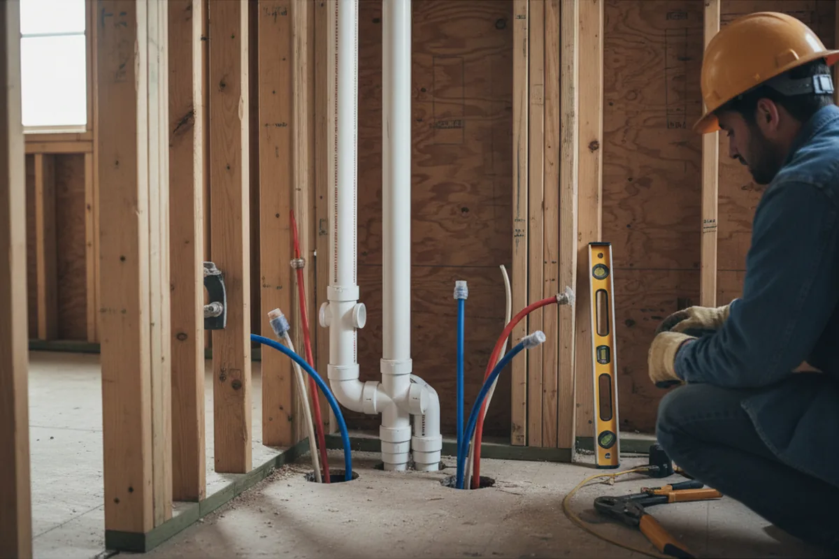 Drain and supply rough-in during Leak Detection in Seven Springs